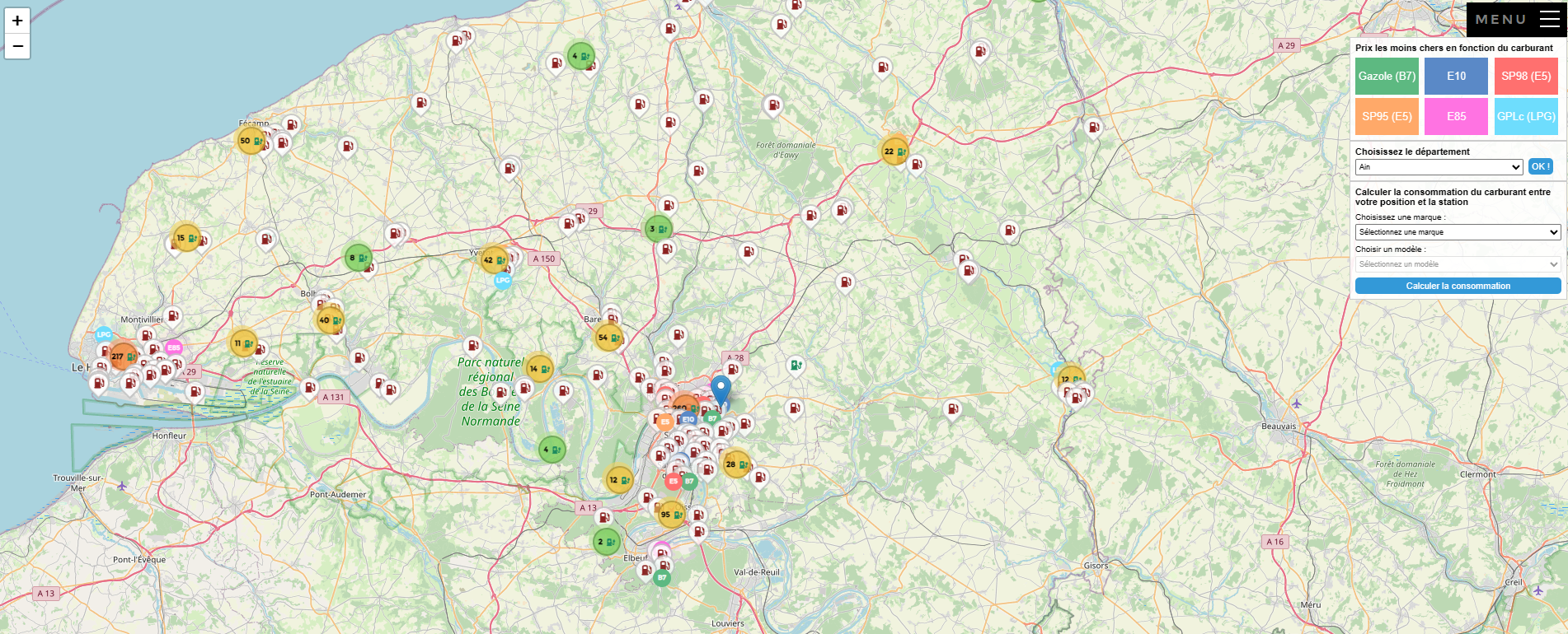 Carte interactive des prix des carburants en France